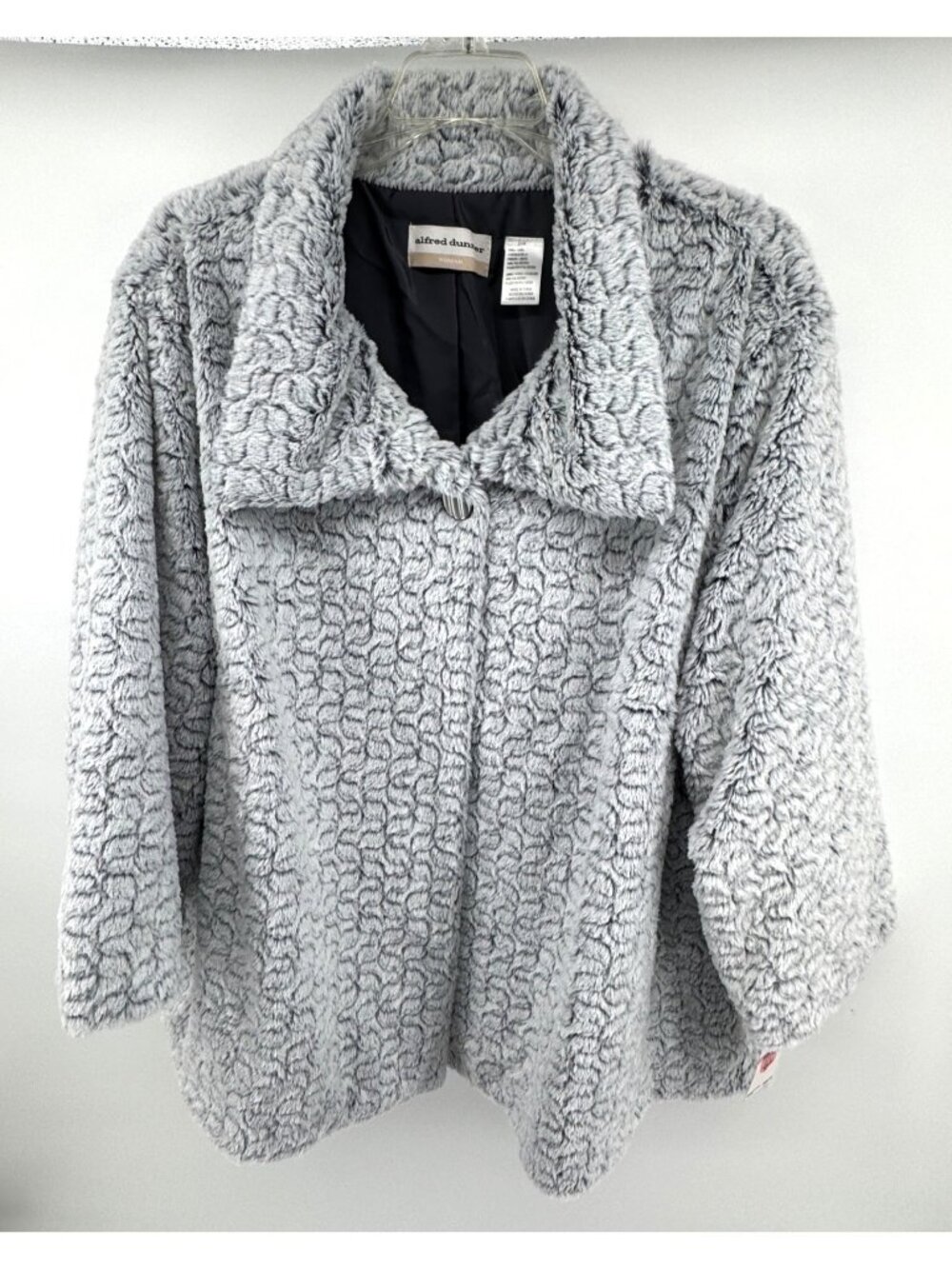 Alfred Dunner Faux Fur Jacket Womens 22W Gray Oscar Night Soft Plush Cozy New